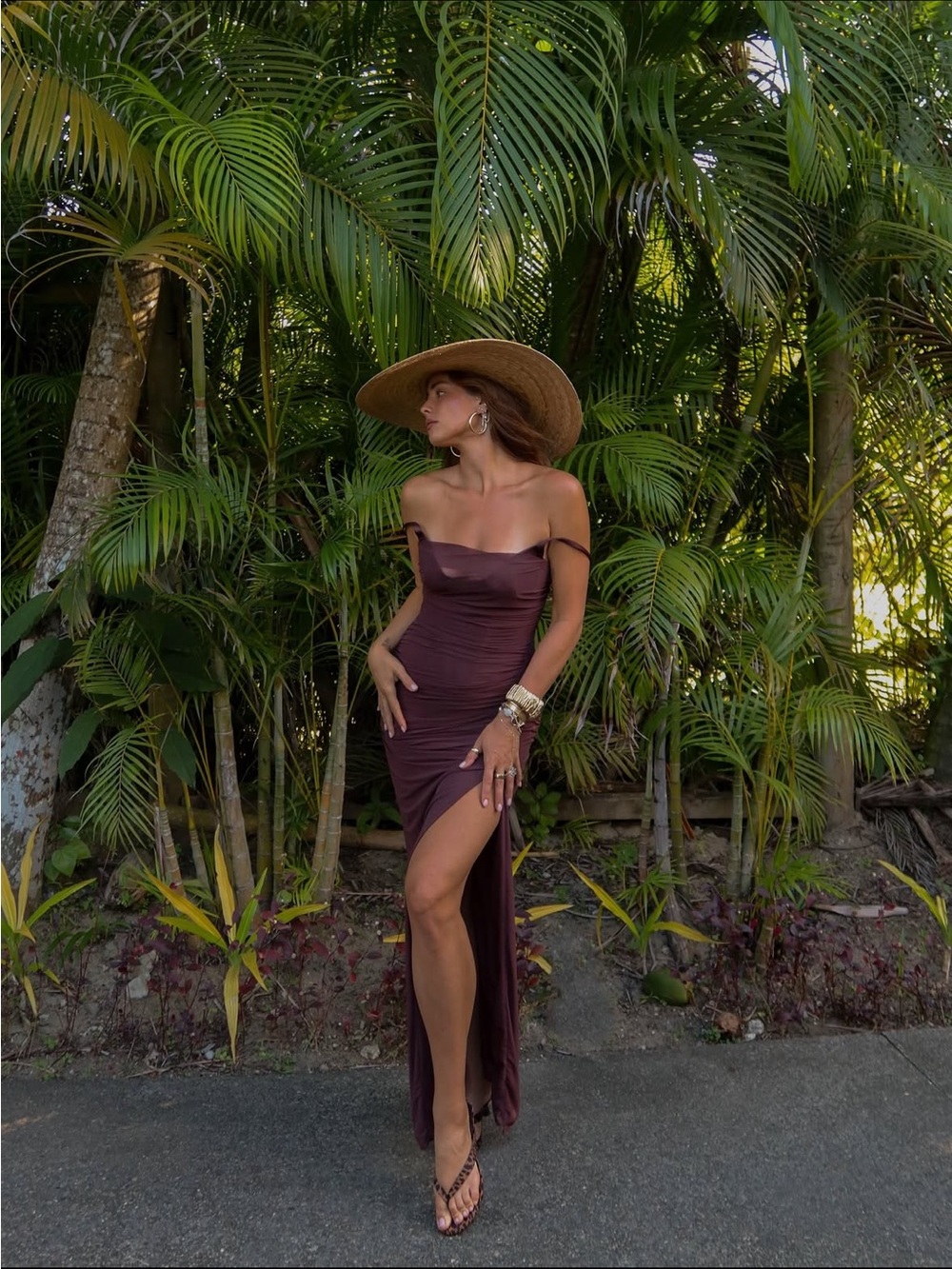 HOUSE‎ OF CB 'Lini' Burgundy Stretch Mesh Maxi Dress Size M